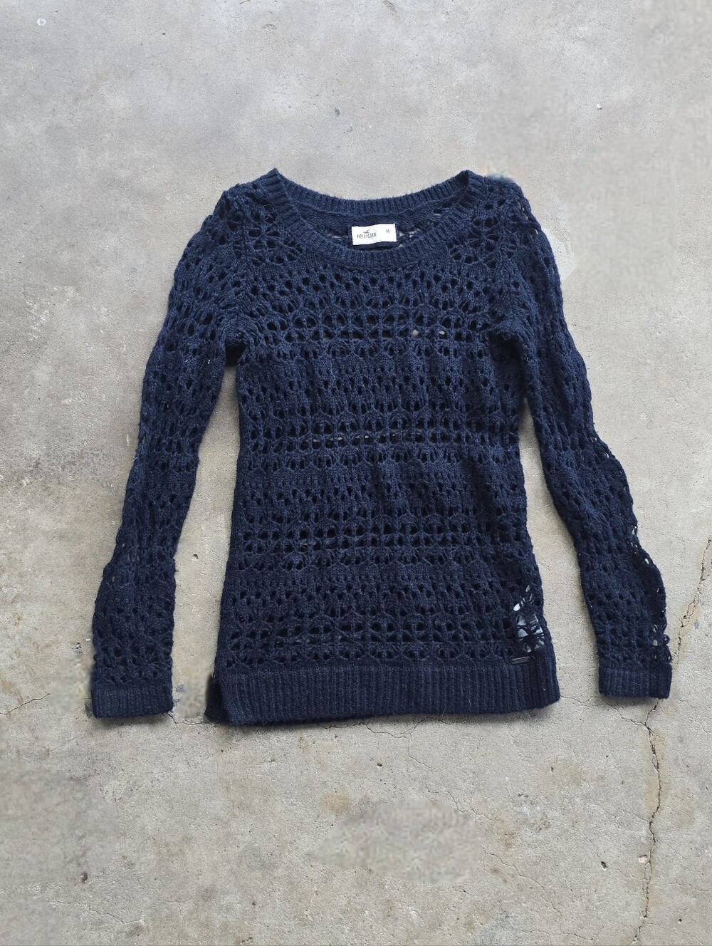 vtg y2k hollister crochet knit sweater size medium